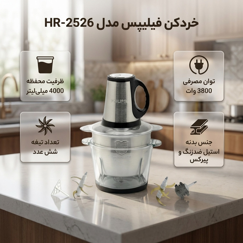 خردکن 4000 میلیلیتر فیلیپس مدل HR-2526